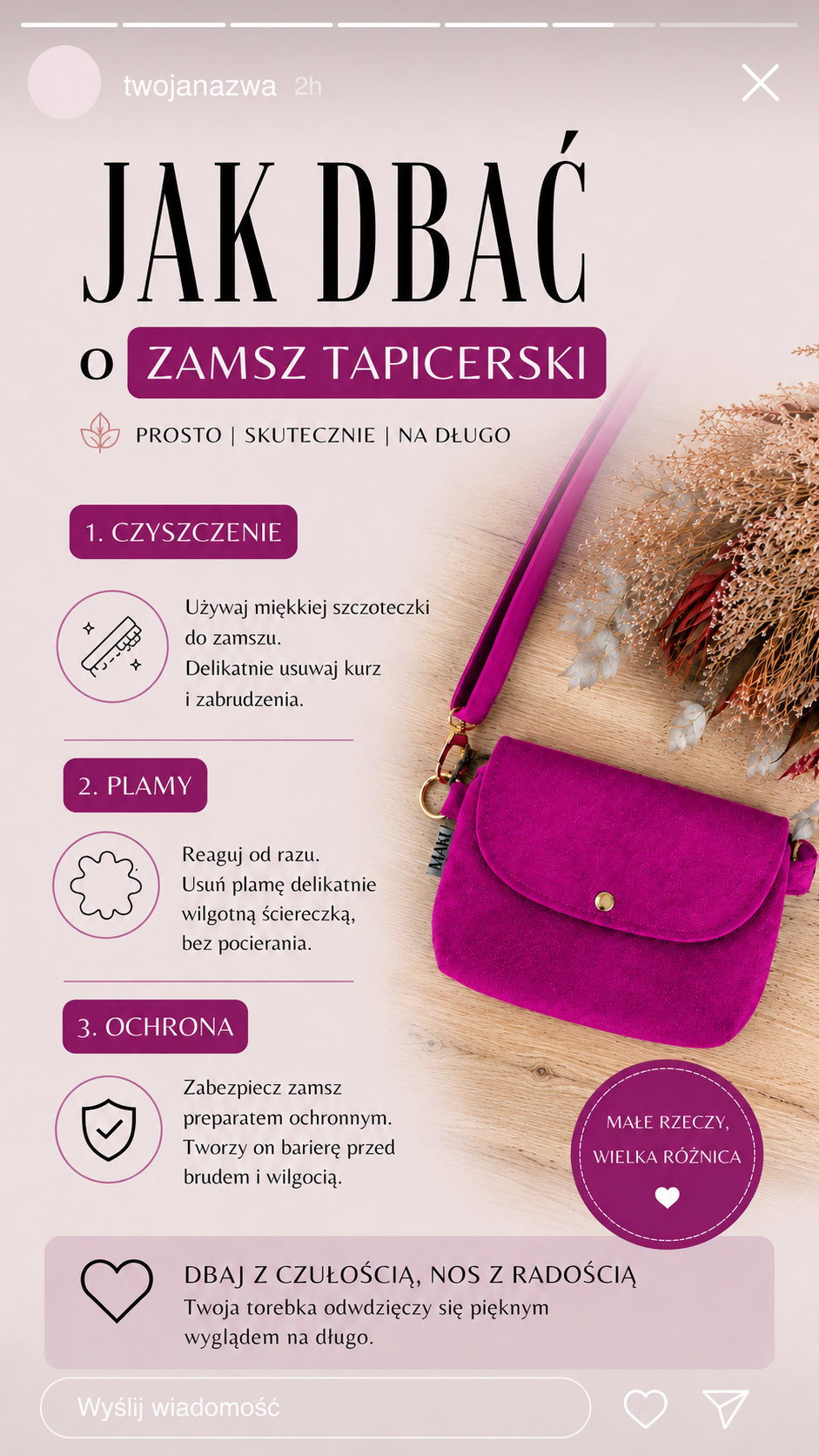 Kopia - Klaperka Zamszowa Malina & Pomarańcz  (4)
